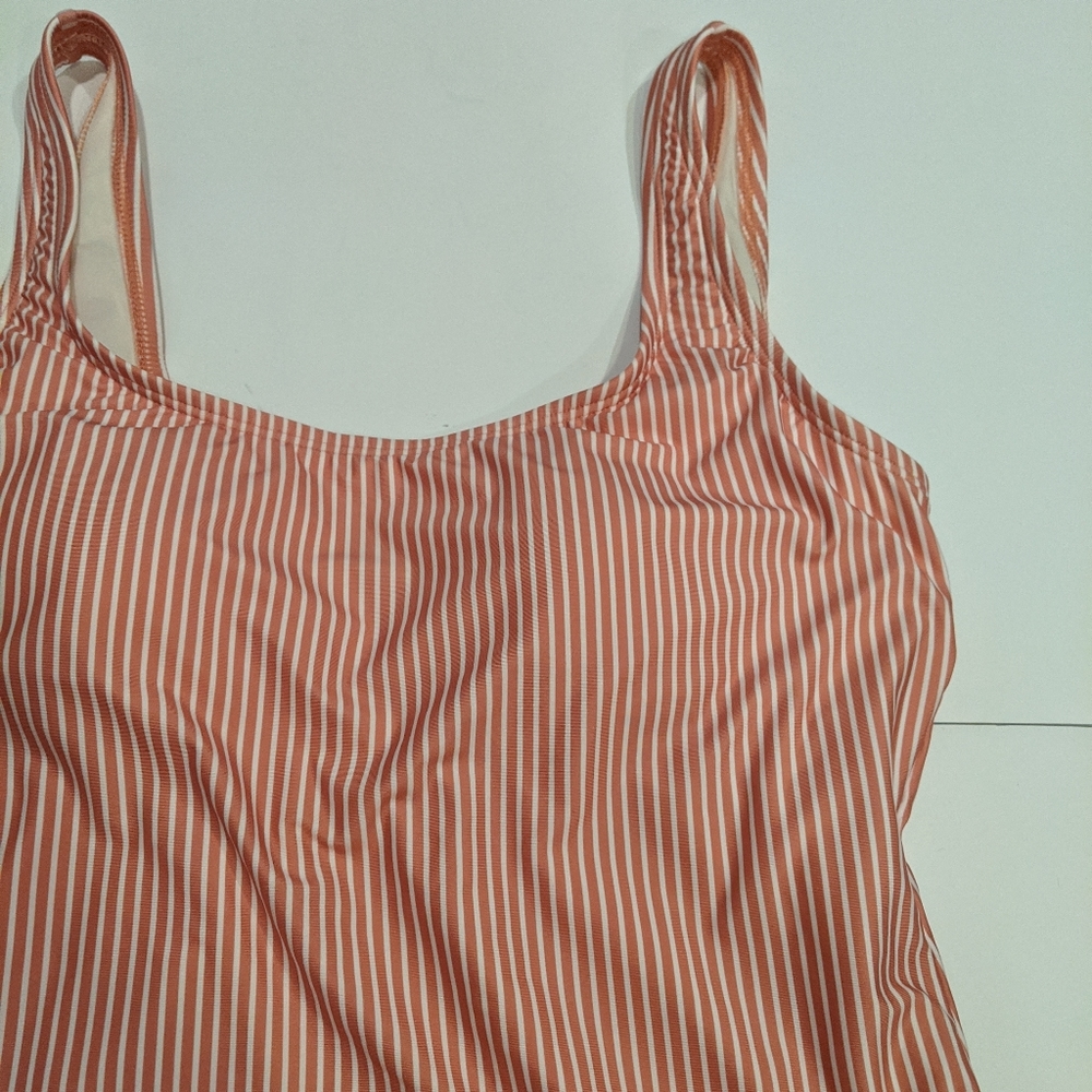 Lauren Conrad Swimsuit One Piece Striped Ruffle M - Picture 2 of 7